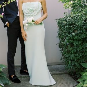 Badgley Mischka Strapless 3D Flower Mermaid Gown, Size 0